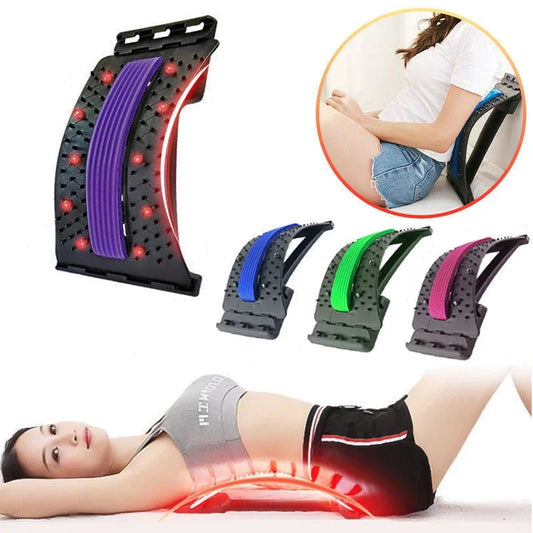 Back Massager Magnetotherapy Multi-Level Adjustable Stretcher Waist Neck Fitness Lumbar Cervical Spine Support Pain Relief